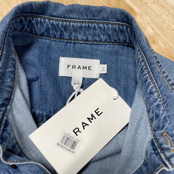 Frame NWT Arie Belted Utilitarian Denim Jumpsuit Size S Patch Pockets Buttons - Picture 5 of 12